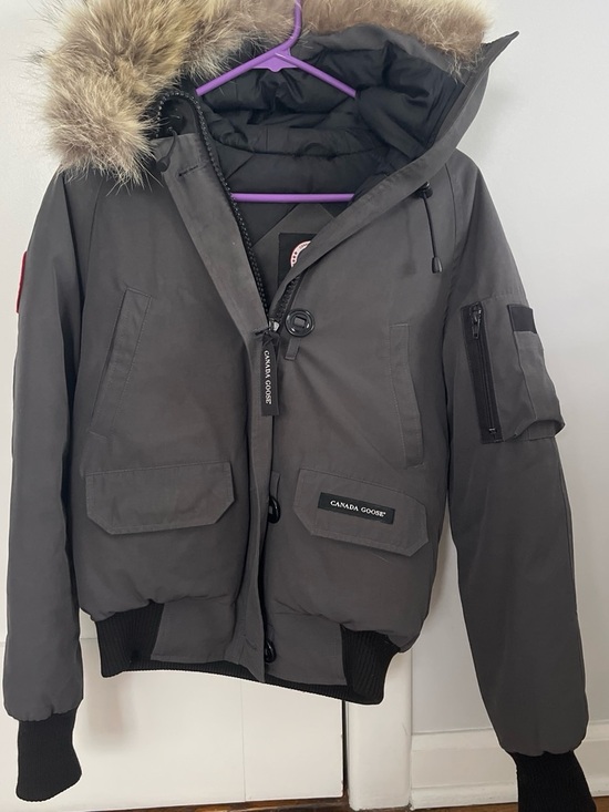 Canada Goose Jackets & Blazers - Canada Goose Women’s Fur Trim Hooded Bomber Jacket - Charcoal Gray